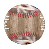 Balle De Baseball Meilleur Chien Papa Ever 2 Photo Collage Bois rust (Dos)