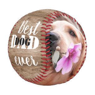 Balle De Baseball Meilleur Chien Papa Ever 2 Photo Collage Bois rust