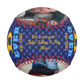 Balle De Baseball Meilleur DAD Ever Navy Blue Hearts Photo Collage (Devant)