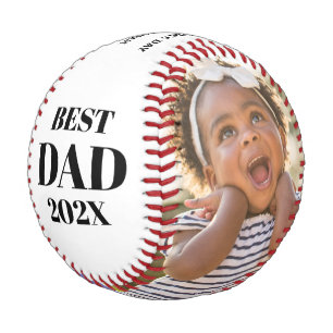 Balle De Baseball Meilleur papa 2020   Typographie Deux photos Colla