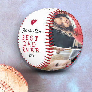 Balle De Baseball Meilleur Papa Cœur Rouge 4 Collage de Photos