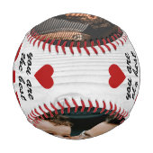 Balle De Baseball Meilleur papa Coeur rouge Bois rustique 2 Photo (Dos)