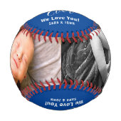Balle De Baseball Meilleur papa Ever Bébé Bleu 2 Photos Nom Baseball (Devant)