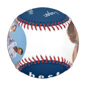 Balle De Baseball Meilleur Papa Ever Bleu 2 Photo Signé Baseball (Dos)