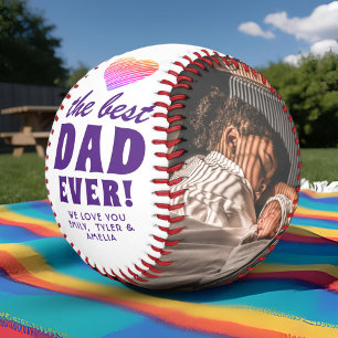 Balle De Baseball Meilleur Papa Ever Cœur Père 2 Famille Photo 