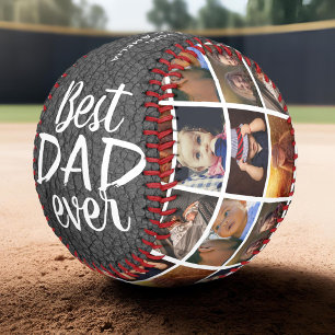 Balle De Baseball Meilleur Papa Ever Impression Cuir Gris 6 Collage 