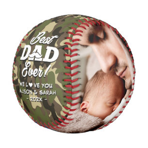 Balle De Baseball Meilleur papa jamais Camouflage Photos du Père Mi
