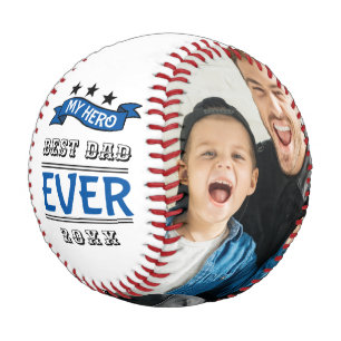 Balle De Baseball Meilleur papa jamais Héros Ligne Bleue Mince Phot