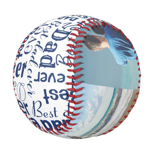 Balle De Baseball Meilleur Papa Jamais Photo Collage Cool Typographi (Angle)