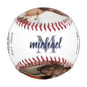 Balle De Baseball Meilleur Papa Jamais Photo Nom Monogrammé (Dos)