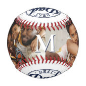 Balle De Baseball Meilleur Papa Jamais Photo Nom Monogrammé (Devant)
