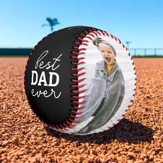 Balle De Baseball Meilleur Papa Jamais Script Photo manuscrite Noir