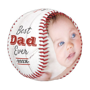 Balle De Baseball Meilleur Papa Jamais Typographie Rouge Bois Rustiq