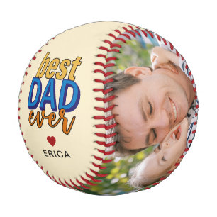 Balle De Baseball Meilleur papa Jamais Vintage Coeur Photo personnal