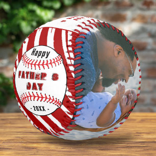 Balle De Baseball Meilleur Papa Joyeuse Fête des Pères Rayures Rouge