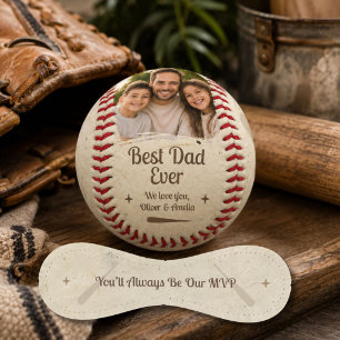 Balle De Baseball Meilleur Papa MVP Cadeau de Souvenir de Photo