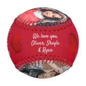 Balle De Baseball Meilleur papa Red Heart 4 Photo Collage (Dos)