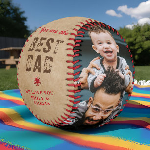 Balle De Baseball Meilleur Papa Rustique Collage Photo 2 Fête des Pè