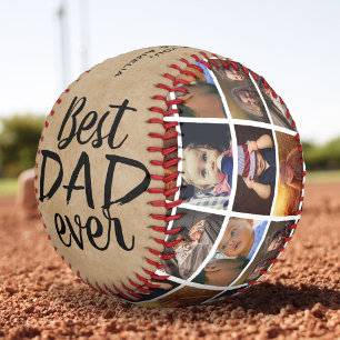 Balle De Baseball Meilleur papa rustique Collage photo 6 en bois rus