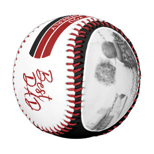 Balle De Baseball Meilleur Papa Script Rouge Noir Jolie Photo de Fêt