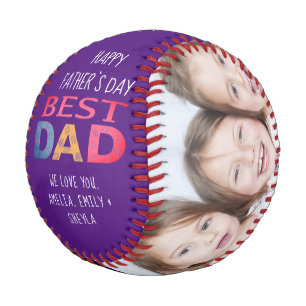 Balle De Baseball Meilleur Papa Typographie Colorée 2 Collage Photo 