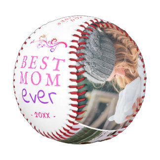 Balle De Baseball Meilleure Maman Feuillage Moderne 3 Photos Personn