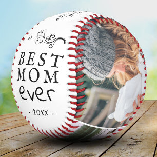 Balle De Baseball Meilleure Maman Feuillage Moderne 3 Photos Personn