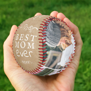 Balle De Baseball Meilleure Maman Feuillage Rustique 3 Photos Person