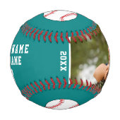 Balle De Baseball Merci Coach Nom Turquoise de l'équipe Numéro de ph (Devant)