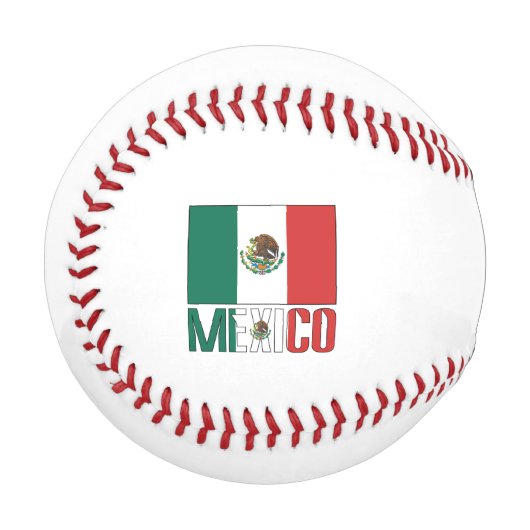 Balle De Baseball Mexique et drapeau mexicain avec votre nom (Devant Gauche)