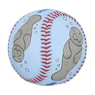 Balle De Baseball Mignonne manatée bébé avec bulles illustration