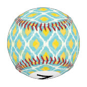 Balle De Baseball Mode tribal moderne ikat bleu jaune (Dos)