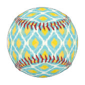 Balle De Baseball Mode tribal moderne ikat bleu jaune (Devant)