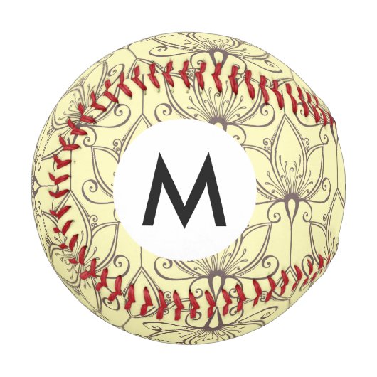 Balle De Baseball Modèle floral de crème (Devant Gauche)