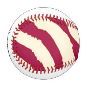 Balle De Baseball Modèle Zèbre rouge et crème avec nom (Devant Gauche)