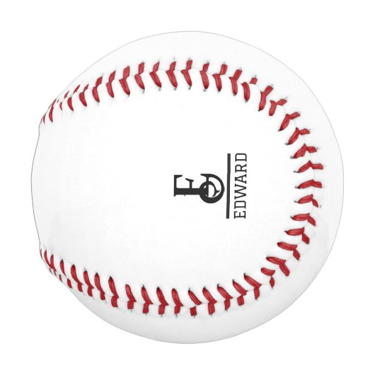Balle De Baseball Modern Custom Monogram And Name  (Devant Droite)
