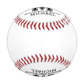 Balle De Baseball Modern Custom Monogram Name  (Dos)