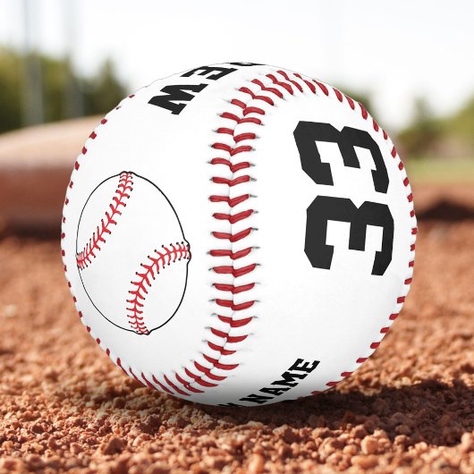 Balle de baseball moderne avec nom équipe numéro