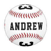 Balle de baseball moderne avec nom équipe numéro (Dos)