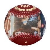Balle De Baseball Moderne Meilleur Papa Ever 3 Photo Rouge Or (Devant)