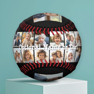 Balle De Baseball Moderne Minimaliste 14 Photo Collage Noir - Texte