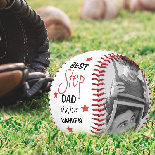 Balle De Baseball Moderne Personnalisé 2 Photo Collage Best Stepdad