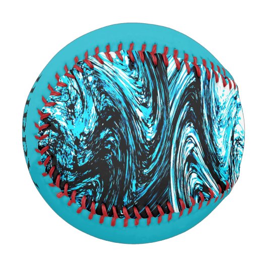 Balle De Baseball Monogram Aqua Baseball Abstrait (Devant Gauche)