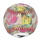 Balle De Baseball Monogram Art grunge floral motif (Dos)