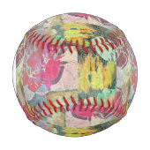 Balle De Baseball Monogram Art grunge floral motif (Devant)
