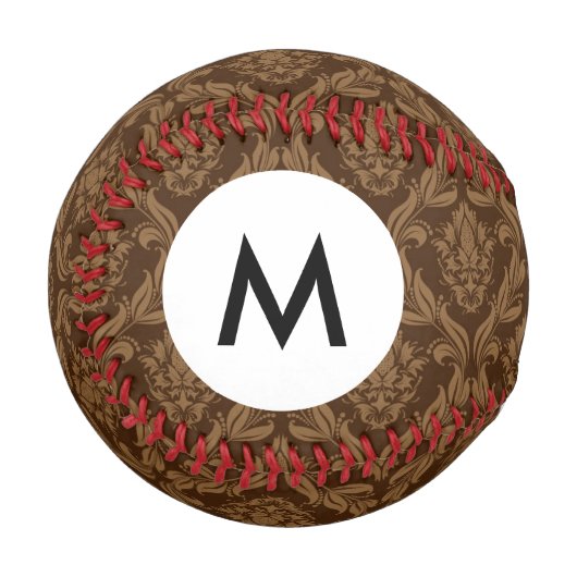 Balle De Baseball Monogram Damask arrière - plan 2 (Devant Gauche)