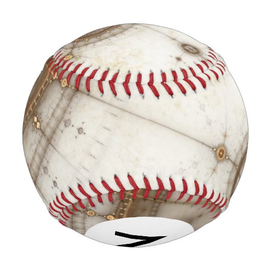 Balle De Baseball Monogramme Ancien Graphique Nautique, Grunge (Dos)