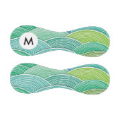 Balle De Baseball Monogramme Arrière - plan d'ondes vertes abstraite (Panneaux)