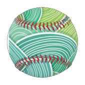 Balle De Baseball Monogramme Arrière - plan d'ondes vertes abstraite (Devant)