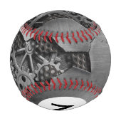 Balle De Baseball Monogramme arrière - plan métallique avec dommages (Dos)